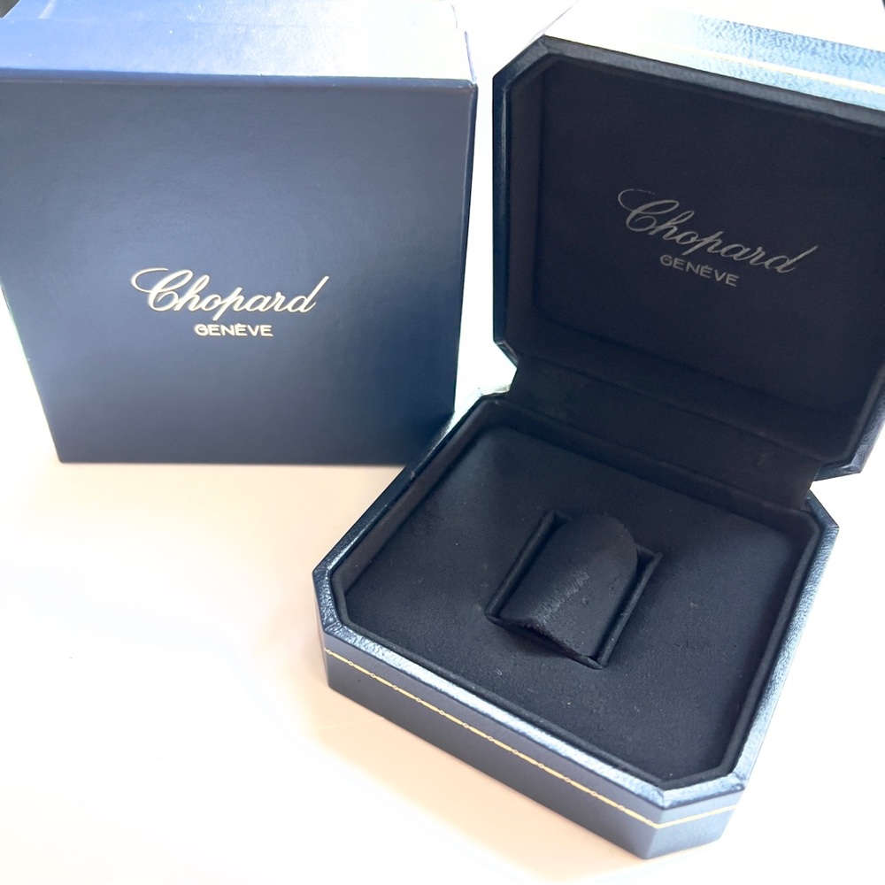 CHOPARD Blue Ring Box + Outer Box 3.75x3.75x2 inches
